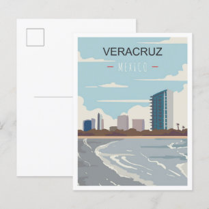 Veracruz Mexiko Kunst Vintage Reise Illustration Postkarte