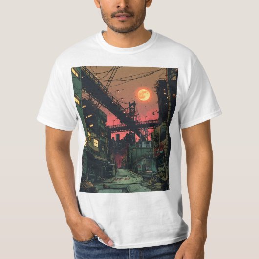Veraltetes Comic - Stadt T-Shirt (Vorderseite)