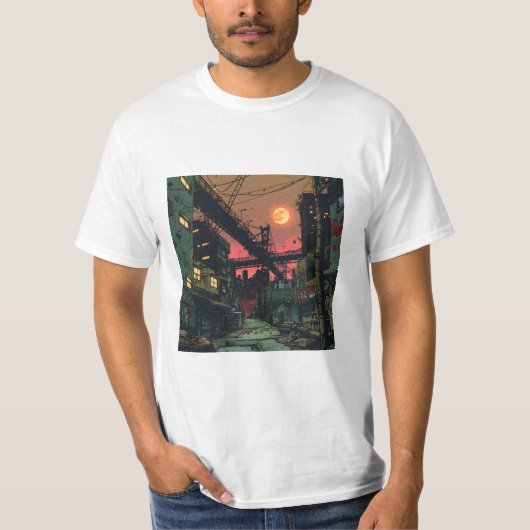 Veraltetes Comic - Stadt T-Shirt (Vorderseite)