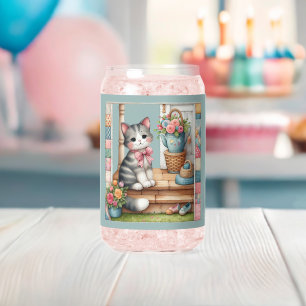 Veranda-Kitty-Blumen-Patchwork-Szene Dosenglas