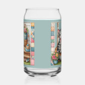 Veranda-Kitty-Blumen-Patchwork-Szene Dosenglas (Links)
