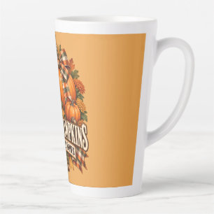 Veranda-Kürbisse-Karo-Schleifen Herbst Cottagecore Milchtasse
