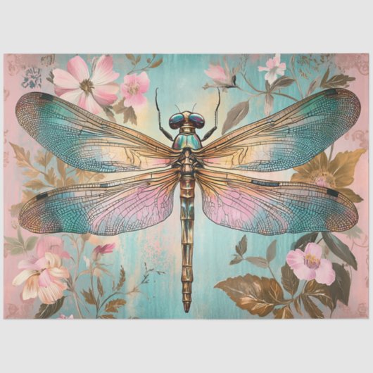 VERÄNDERTE DRAGONFLY-DECOUPAGE SEIDENPAPIER (Vorderseite)