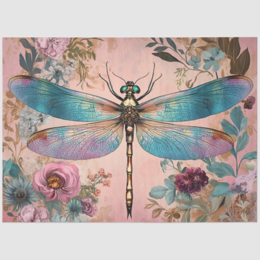 VERÄNDERTE DRAGONFLY-DECOUPAGE SEIDENPAPIER (Vorderseite)