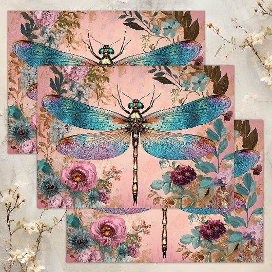 VERÄNDERTE DRAGONFLY-DECOUPAGE SEIDENPAPIER