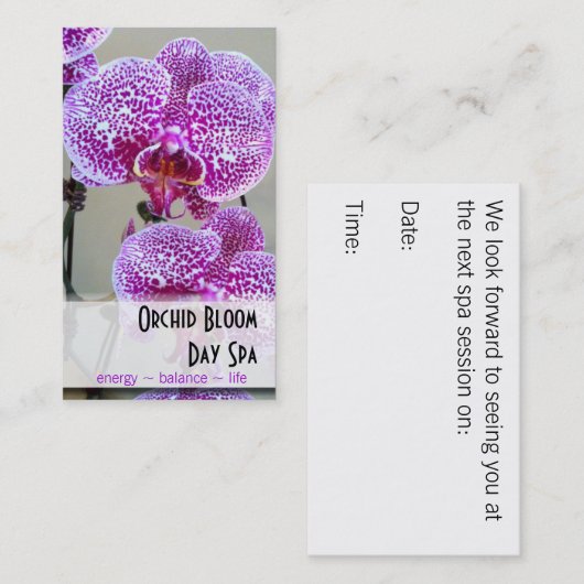 Veränderte lila Orchideen-Foto-Verabredung Terminkarte (Vorne/Hinten)