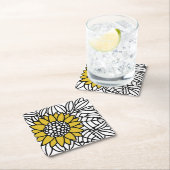 VERÄNDERTE SONNENBLUME RECHTECKIGER PAPPUNTERSETZER (Vor Ort)