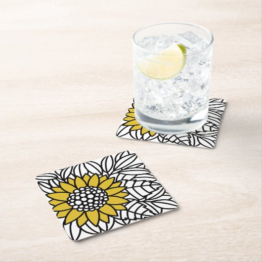 VERÄNDERTE SONNENBLUME RECHTECKIGER PAPPUNTERSETZER (Vor Ort)