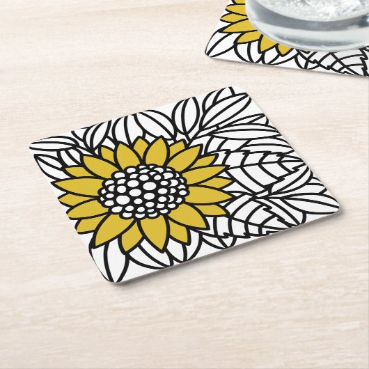 VERÄNDERTE SONNENBLUME RECHTECKIGER PAPPUNTERSETZER (angewinkelt)