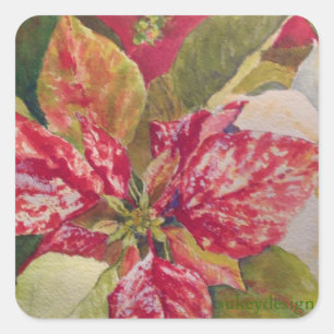 Veränderter Poinsettia-Aufkleber Quadratischer Aufkleber