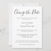 Verändertes Datum Aufgeschobene Hochzeits-Script-F Save The Date (Rückseite)