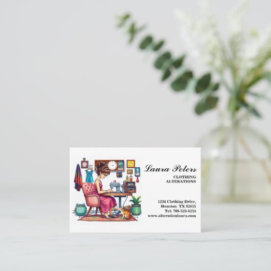 Veränderung der Vintagen Nähmaschine Visitenkarte (Stehend Vorderseite)