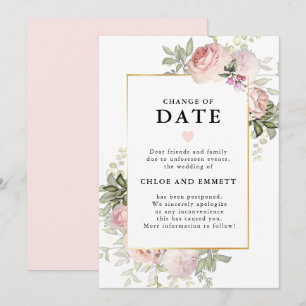 Veränderung des Datums Rosa Florale Hochzeitsankün Einladung