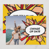 Veränderung des Datums verschoben Comic- Buch Save The Date (Vorne/Hinten)