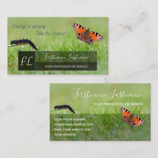 Veränderung des Raupe Schmetterling motivierend Visitenkarte (Vorne/Hinten)