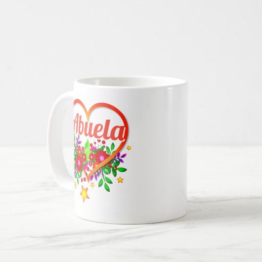 Veränderung Großmutter Name - Abuela Herz & Blume Kaffeetasse (Vorderseite Links)