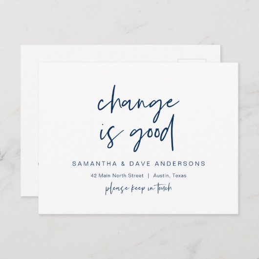 Veränderung ist gut, Ankündigung der neuen Zuhause Postkarte (Vorne/Hinten)