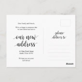 Veränderung ist gut, Ankündigung der neuen Zuhause Postkarte (Rückseite)