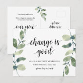 Veränderung ist gut, Ankündigung der neuen Zuhause Postkarte (Vorne/Hinten)