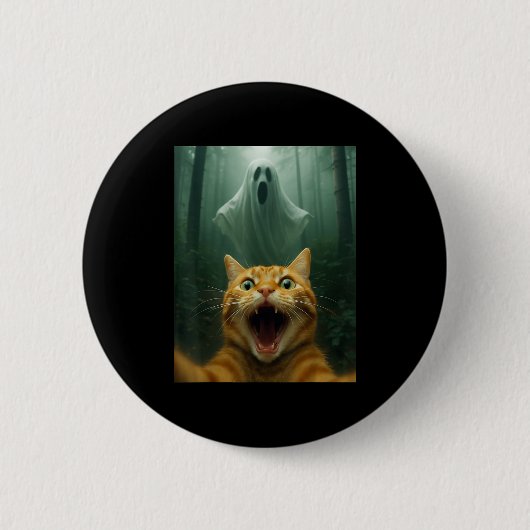 Verängstertes Katzen-Selfie mit Geist _ Lustiger H Button (Vorderseite)