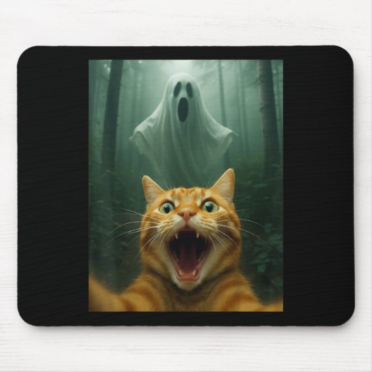 Verängstigtes Katzen-Selfie mit Geist _ Lustiger H Mousepad (Vorne)
