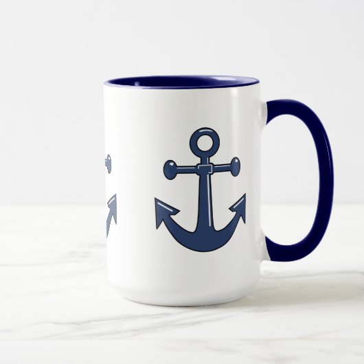 Verankert blaues Seeboot 3 Segeln-Thema Tasse (Rechts)