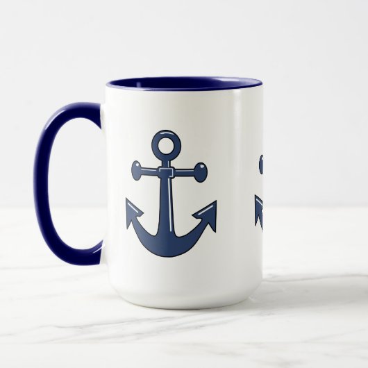 Verankert blaues Seeboot 3 Segeln-Thema Tasse (Links)