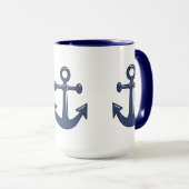 Verankert blaues Seeboot 3 Segeln-Thema Tasse (VorderseiteRechts)