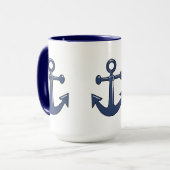Verankert blaues Seeboot 3 Segeln-Thema Tasse (Vorderseite Links)