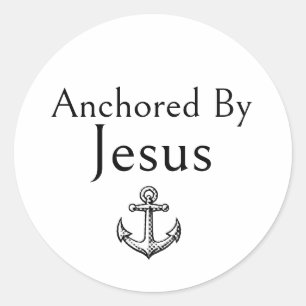Verankert durch Jesus, modern, schlicht, minimal, Runder Aufkleber
