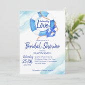 verankert durch nautisches Brautparty der Liebe Einladung (Stehend Vorderseite)