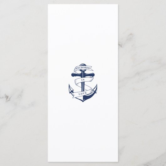 verankert in der Liebe Weißes Nautikanker Hochzeit Menükarte (Rückseite)