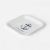 verankert in der Liebe Weißes Nautikanker Hochzeit Pappteller (Gewinkelt)