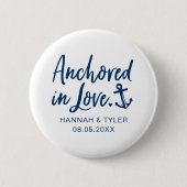 verankert in Liebe Beach Schönheits-Hochzeit Button (Vorderseite)