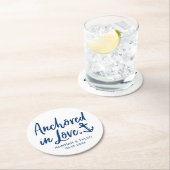 verankert in Liebe Beach Schönheits-Hochzeit Runder Pappuntersetzer (Vor Ort)