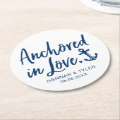 verankert in Liebe Beach Schönheits-Hochzeit Runder Pappuntersetzer (Angewinkelt)