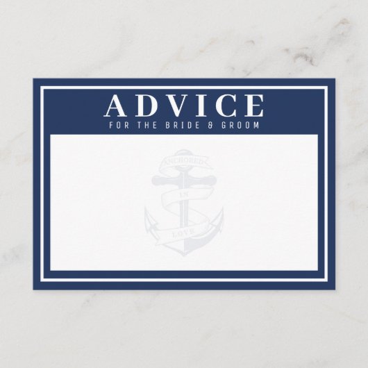 Verankert in Liebe Blue Anchor Wedding Advice Begleitkarte (Vorderseite)
