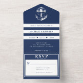 Verankert in Liebe Nautical Blue Anchor Hochzeit All In One Einladung (Innen Boden)
