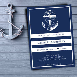 Verankert in Liebe Nautical Blue Anchor Hochzeit Einladung