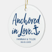 verankert in Liebe neu verheiratet Keramik Ornament (Links)