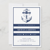 verankert in Liebe White & Blue Anchor Hochzeit Einladung (Vorderseite)