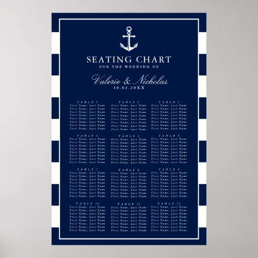 verankert | Nautische Hochzeit | Seekarte Poster (Vorne)