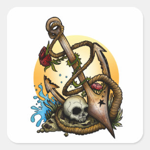 verankert quadratischer aufkleber