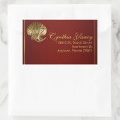 verankert Seashell Nautical | Bordeaux Rechteckiger Aufkleber (Tasche)