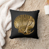 Verankertes See| Schwarzes u. Gold des Seashell Kissen (Decke)