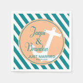 Verankerung an Streifen | aquamariner Pfirsich Serviette (Vorderseite)