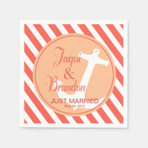 Verankerung an Streifen   Korallenpfirsich Serviette