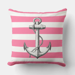 Verankerung auf Niedlichem rosa Streifen Kissen