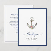 Verankerung mit Blume Brautparty flach Dankeskarte (Vorne/Hinten)