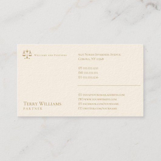 VERANSTALTER AUF RECHT | Eleganter Klassiker Golde Visitenkarte (Rückseite)